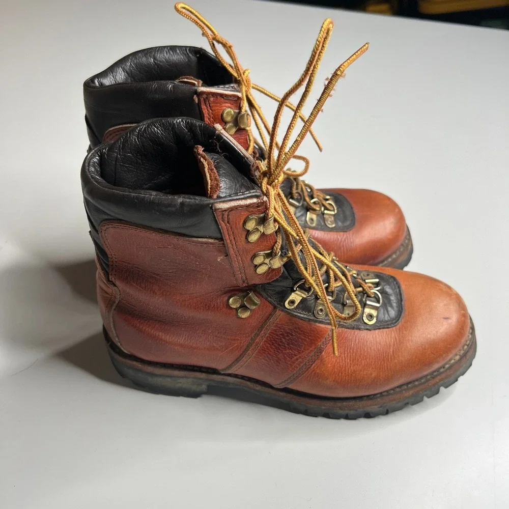 Vintage Dexter Hiking Boots Vibram Sole Brown Leather Mountaineering USA Men's 7